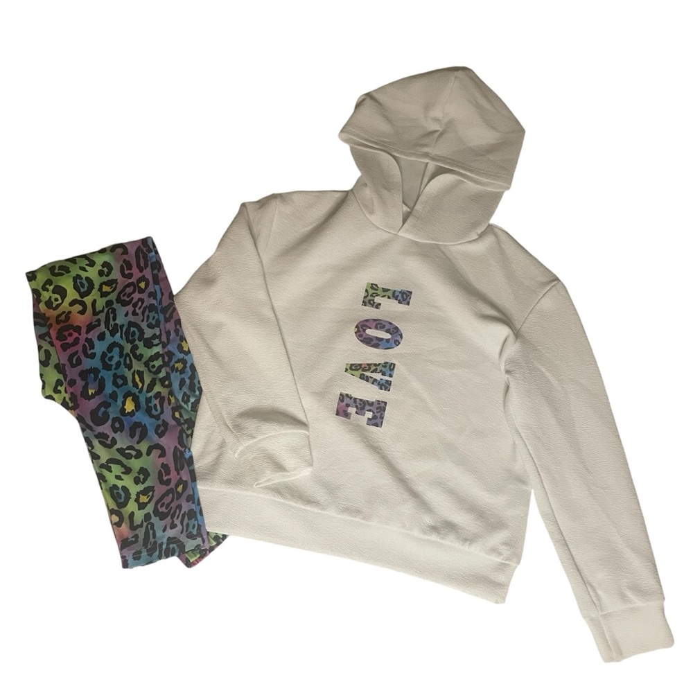 SHEIN Leopard Print Leggings and Matching Hoodie - Girls Size 11